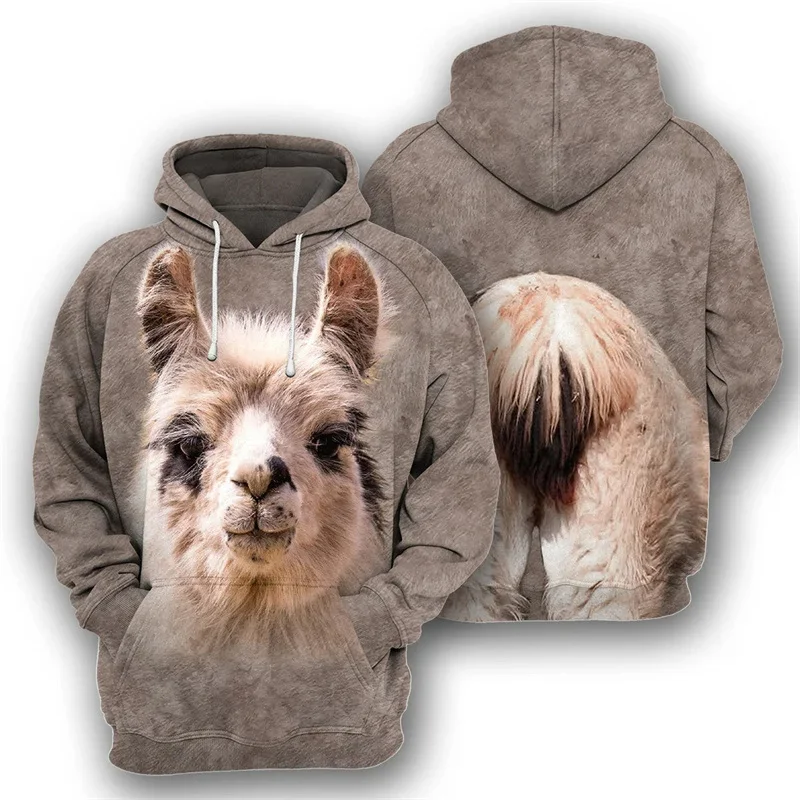 thumbnail image 1 of Sudadera con capucha con estampado de oveja, alpaca, toro y caballo para hombre, sudadera con capucha de manga larga con estampado 3D de animales, abrigo con capucha de gran tamaño para la calle, 1 of 5