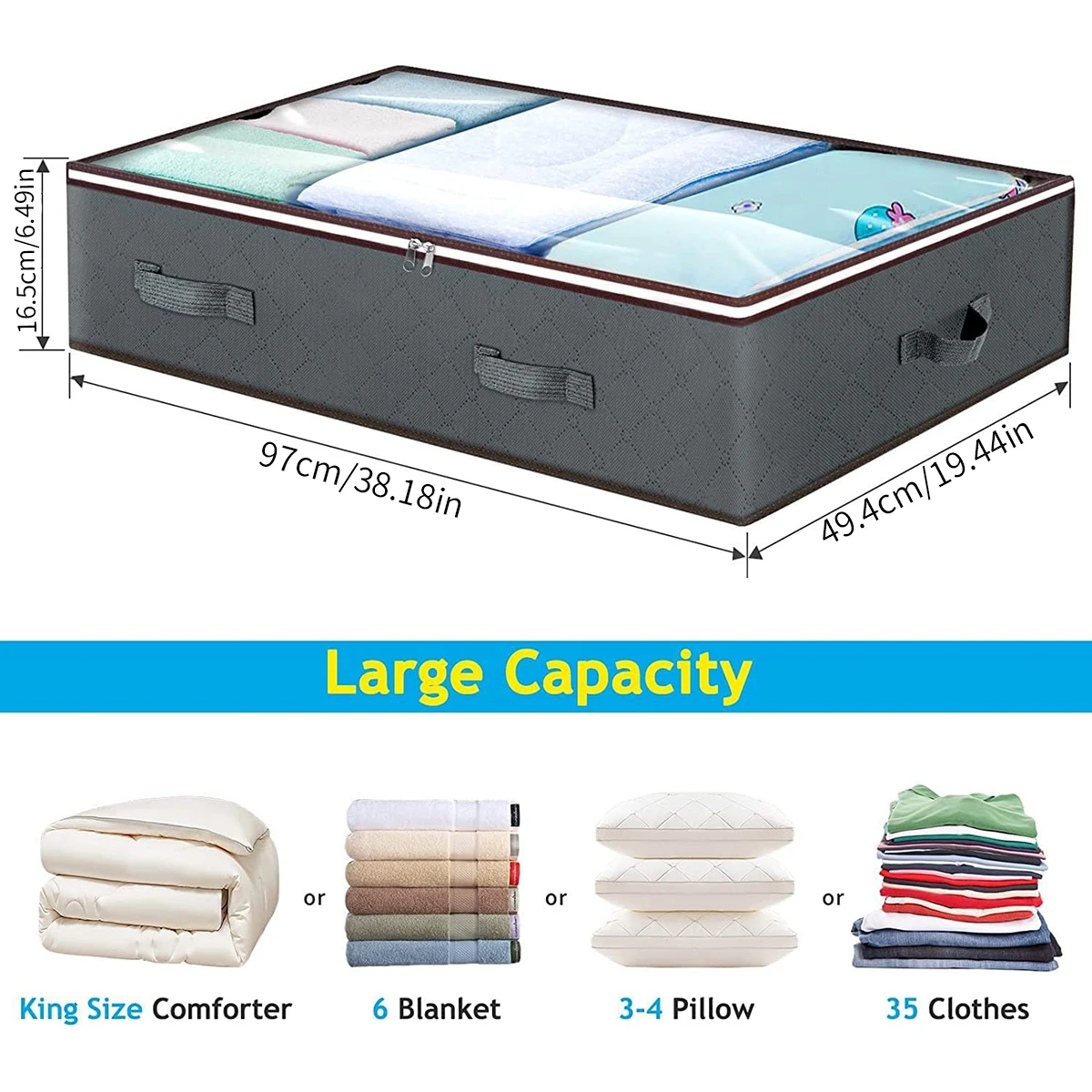 1PC Collapsible storage box Bed bottom cotton quilt storage bag Wardrobe clothes dustproof moisture-proof bag 4