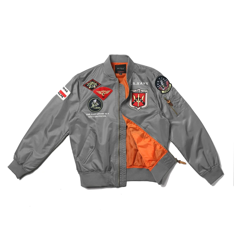 Top Gun Official Patches MA-1 Nylon Bomber Grey / M