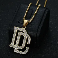 Hip Hop Square Cards Fashion Jewelry Couple DC Crystal Pendants Gold Plated Charms Wholesale 1