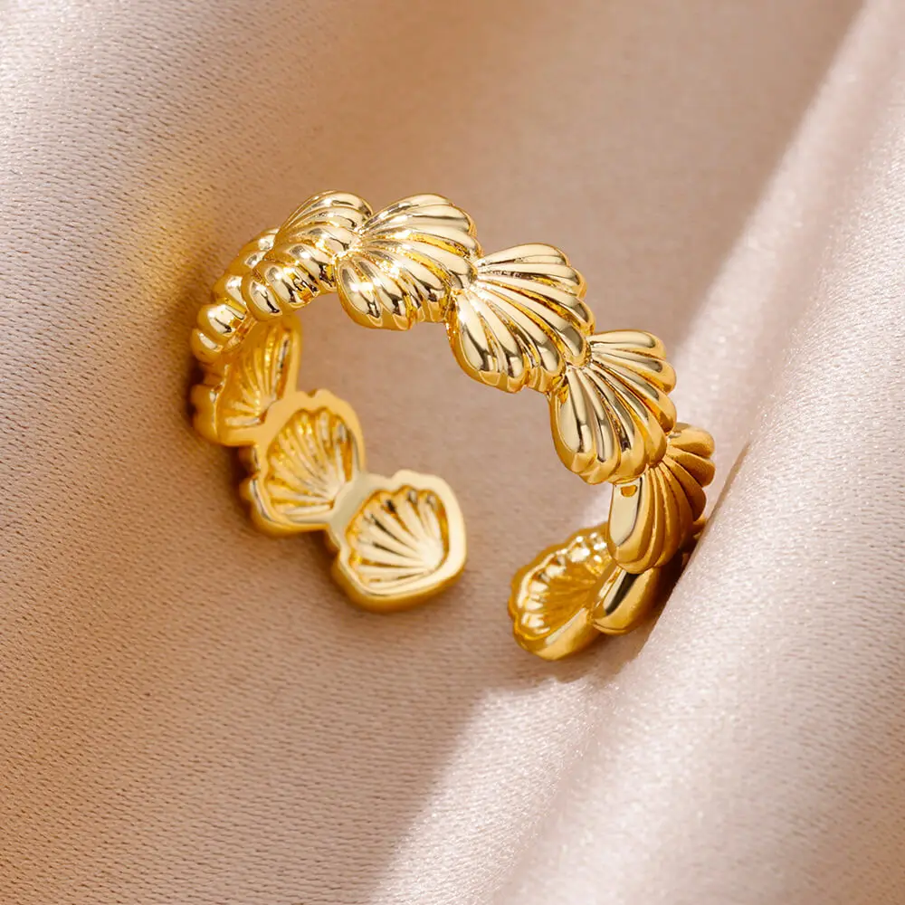 Rings Gold Plated Stainless Steel Wedding