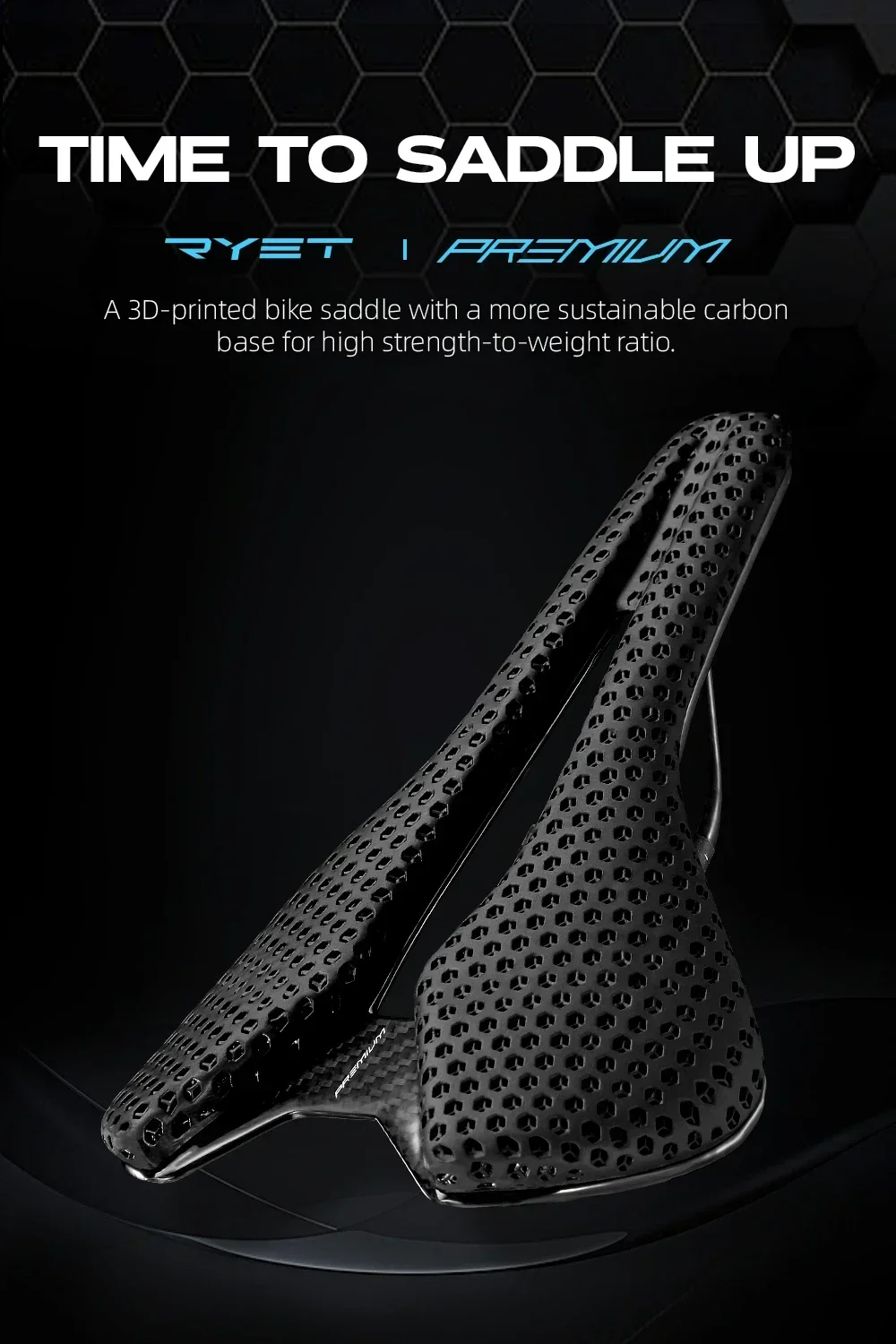 Description Picture 2 of item2025 RYET Carbon 3D-printed Ultralight Bicycle Saddle Bike Saddle For Men Women Triathlon Road MTB Mountain Gravel  Saddle