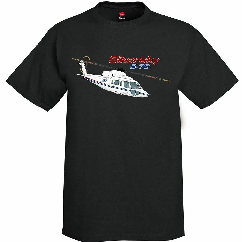 

Sikorsky S-76 Spirit Коммерческая Полезная вертолетная футболка. Футболки с коротким рукавом из 100% хлопка в повседневном стиле свободного кроя