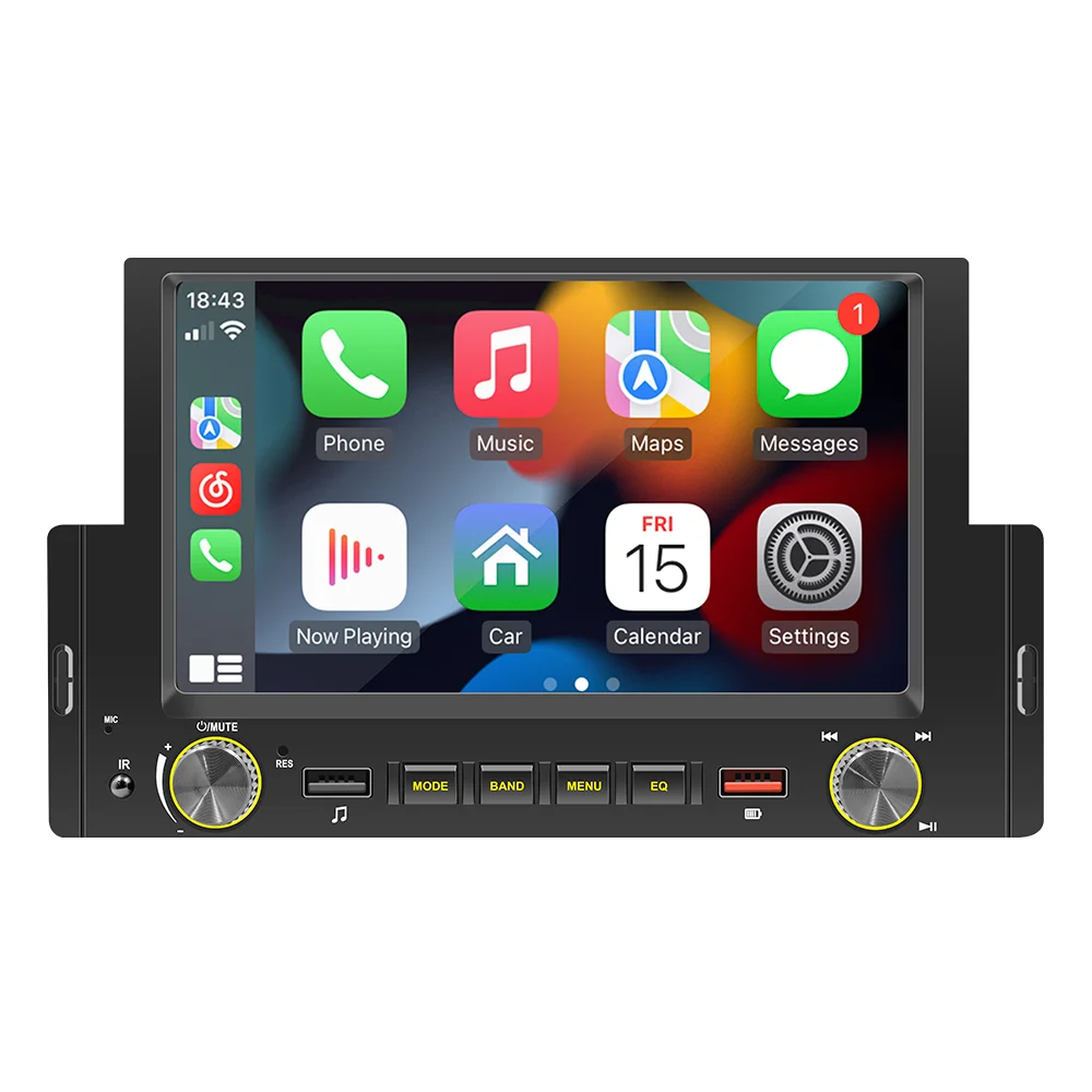 1 Din Car Radio Stereo FM Audio Stereo MP5 Player Bluetooth 6.2"Touch Screen USB for Autoradio Apple Carplay Android Auto