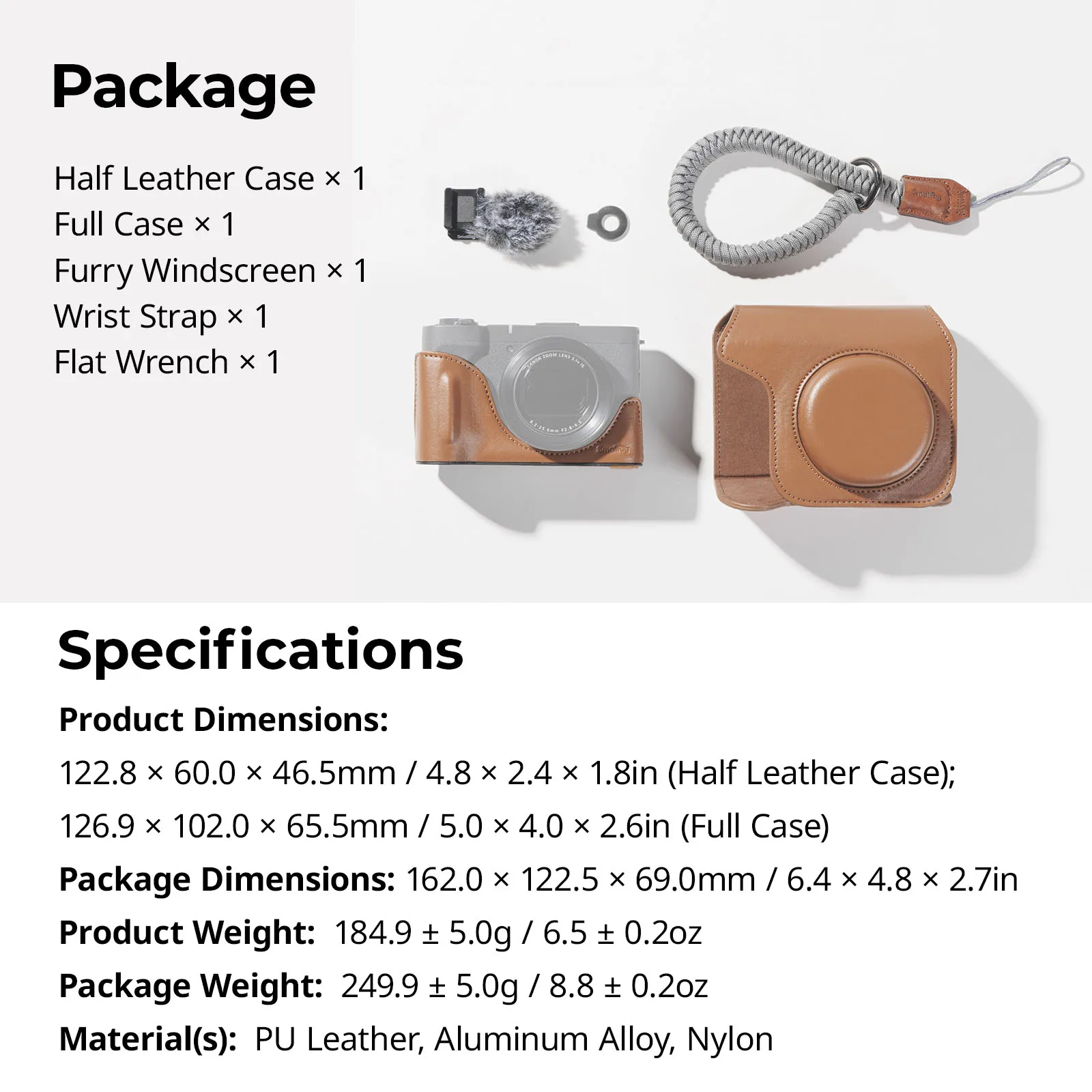 PowerShot V1 Camera Leather Case Kit for Canon PowerShot V1, with Wrist Stra & F
