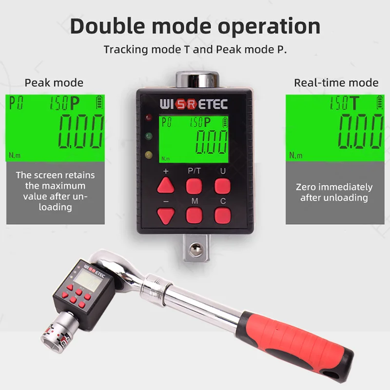 WISRETEC Digital Torque Wrench Adapter-Precision Electronic Torque Tool Converter and Meter with LCD Display Includes1/2"3/8"1/4 torque wrench