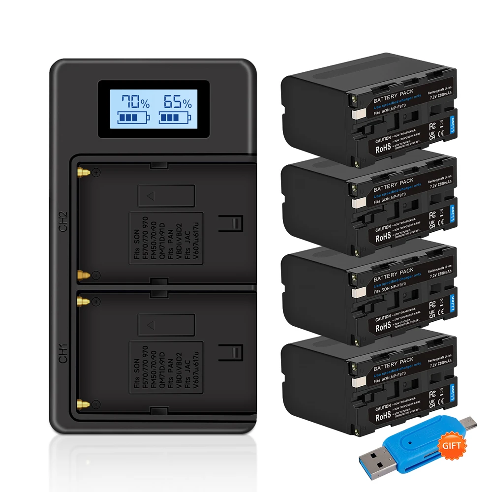 3300Mah Np-F550 Np-F570 Np F550 Np F570 Batteria Per Fotocamera + Usb Lcd Doppio Caricatore Per Sony Fx1000E Fx1E Fx7E