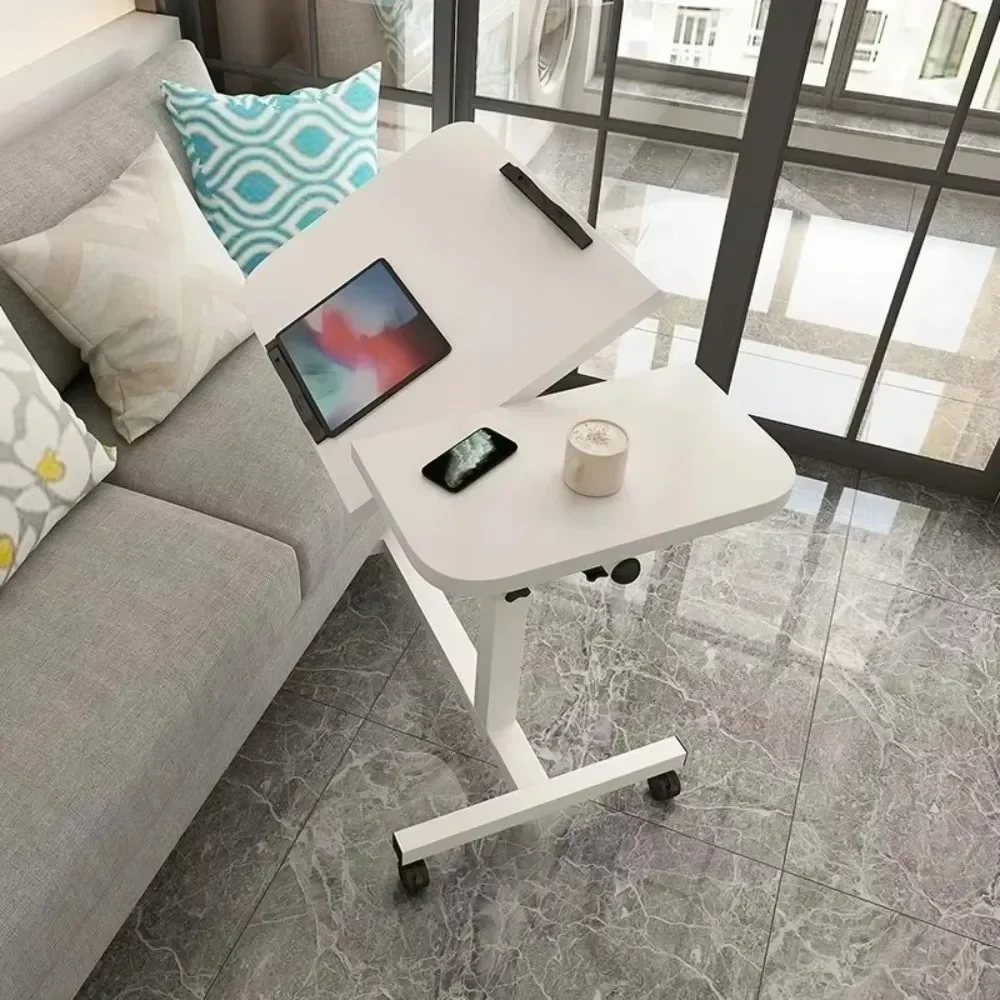 Lifting Mobile Computer Desk Foldable 360&deg; Rotating Plate Double Anti-slip Strips Height Adjustable Portable Home Sofa Tables side table c shaped end table for couch bed tv tray for eating on couch small end tables small spaces easy assembly
