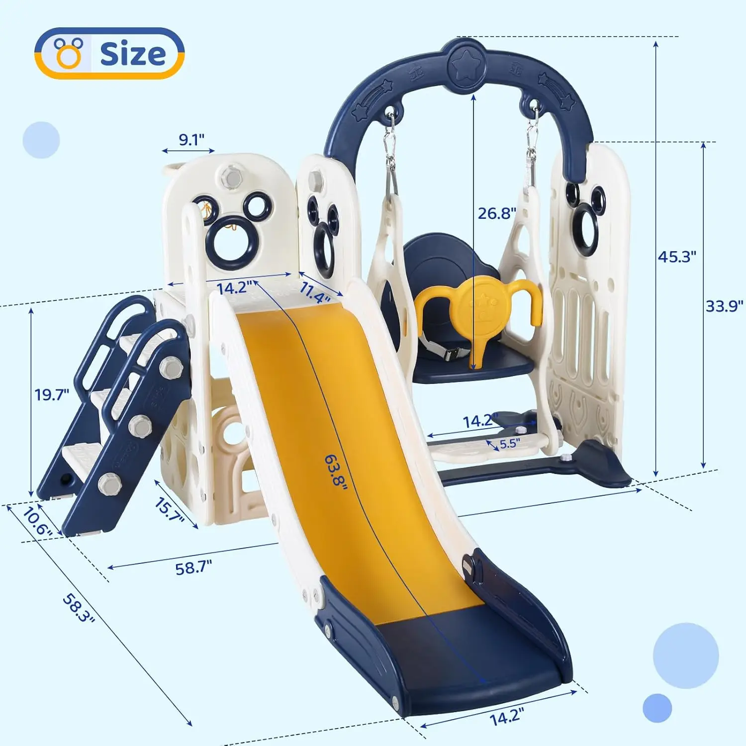 6-in-1 Toddler Slide & Swing Playset 3