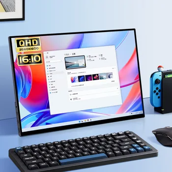 휴대용 태블릿 모니터, 2.5K, 144Hz, 2560*1600 16:10, 100% sRGB 게임 화면, 노트북 맥 폰 Xbox PS4/5 스위치용, 16 인치