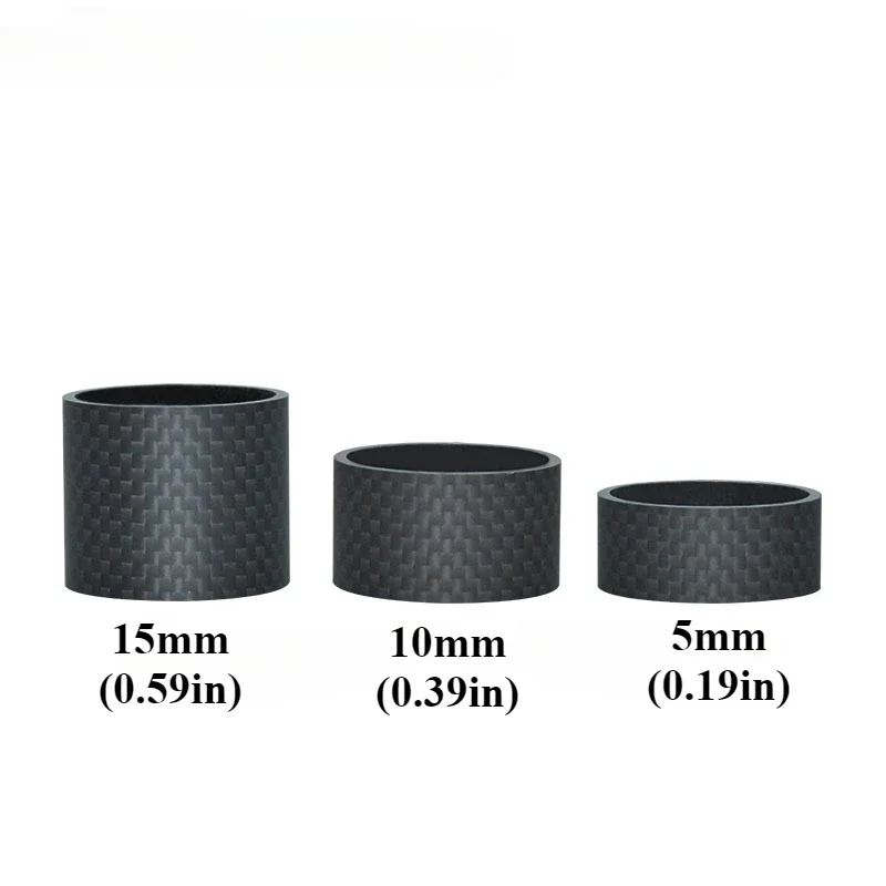 1set(3pcs) Bicycle Headset Spacers Carbon Fiber Washers 5/10/15mm Rings for 28.6mm 1 1/8" Post Fork Stem Extra Height