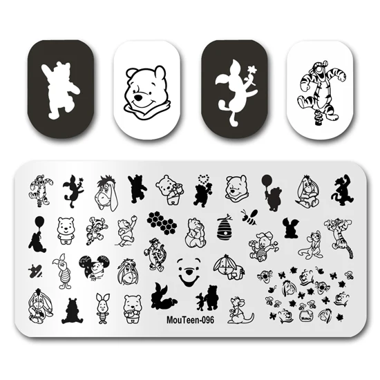 Stamp Plate MouTeen-181 Big Disney Lilo Stitch Nail Stamping Plates Manicure Set For Nail Art Stamper 4