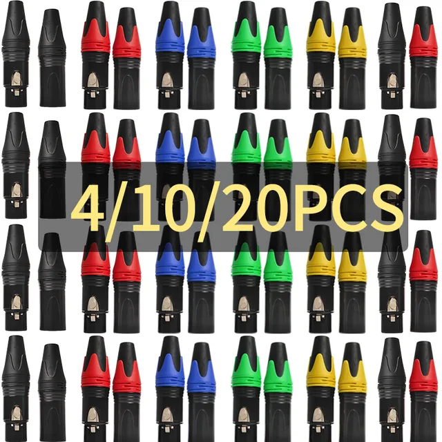 4/10/20pcs 3-Pin XLR Male to Female Adapter Connector for Microphone Audio Amplifier Plug Converter 1