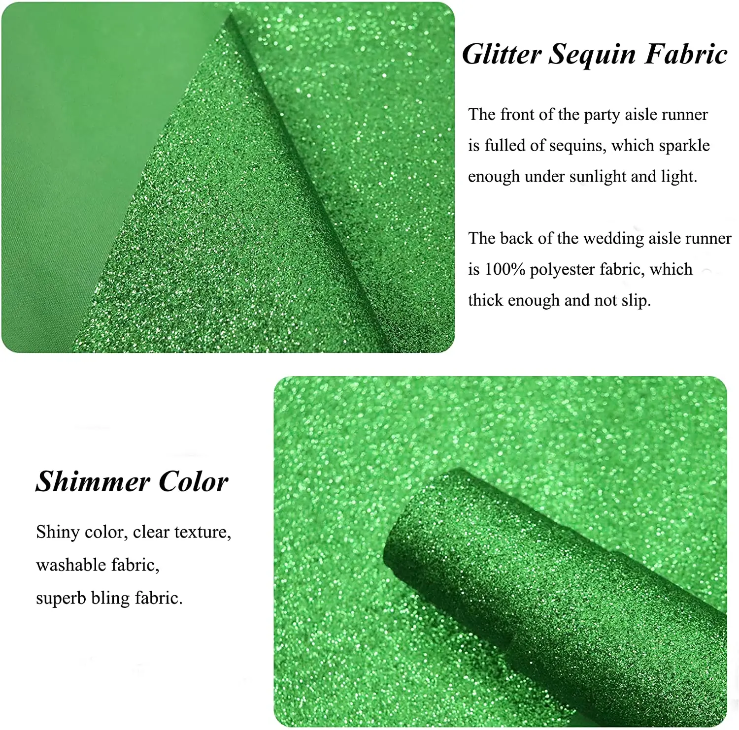 New Sparkling Green Carpet Wedding Hall, Corridor Decoration Carpet, Wedding Decoration, Holiday Accessories, Outdoor Carpet