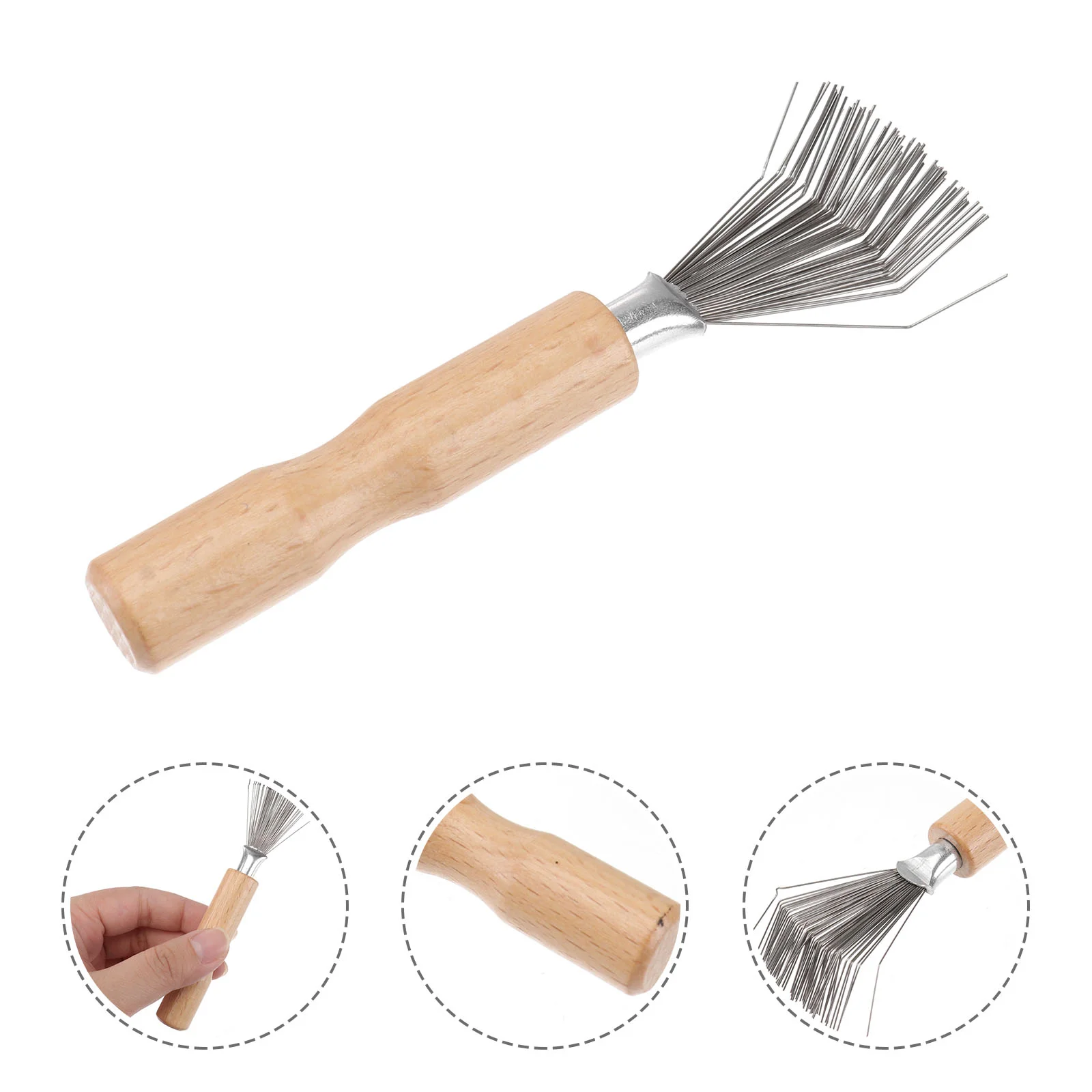 

2PCS Comb Cleaning Claws Metal Comb Hair Removal Tool Wooden Handle Comb Cleaner Cleaning Claw Cleaning Supplies