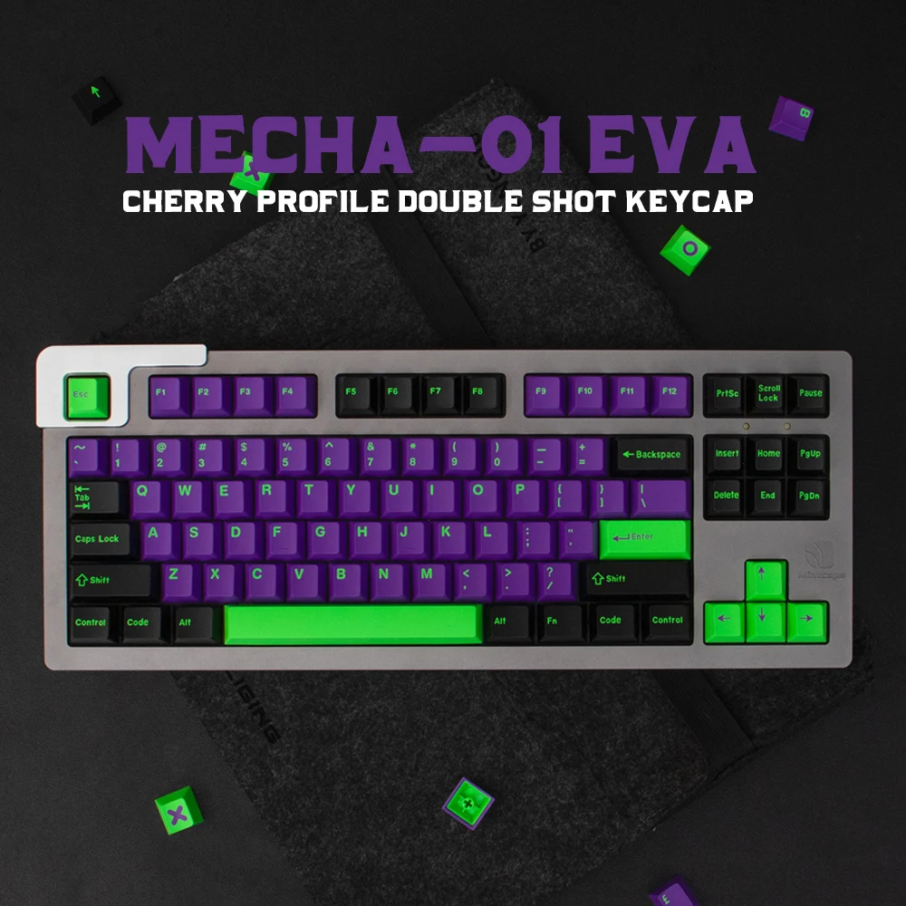 Gmk Clones Mecha01 Eva Keycaps Perfil Cereja Keycap Dye Sub para Teclado Mecânico 1.75u 2u Shif Iso Enter Key 152 Chaves