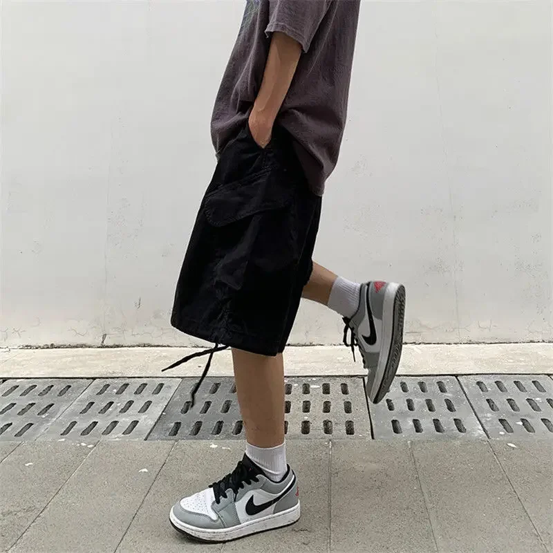 Fashion Korean Style Large Pocket Workwear Straight Shorts Men's Summer Y2k Street Hip-hop Trendy Brand High-quality Loose Pants