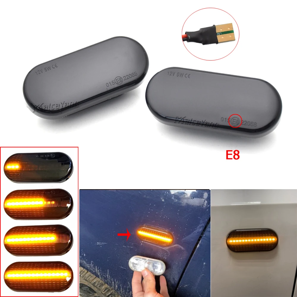 2PCS Scroll Blinker Lamp Dynamic Flashing LED Turn Signal Side Marker