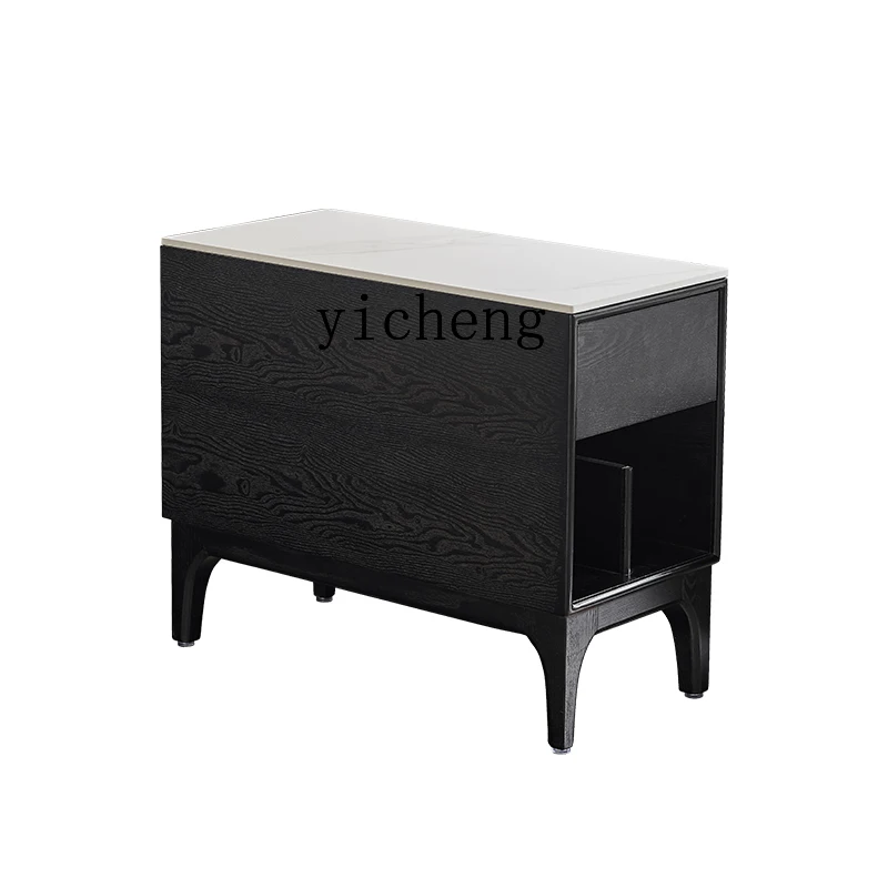 

XL Sofa Side Cabinet Stone Plate Side Table Solid Wood Rectangular Corner Table Small Apartment Bedside Table