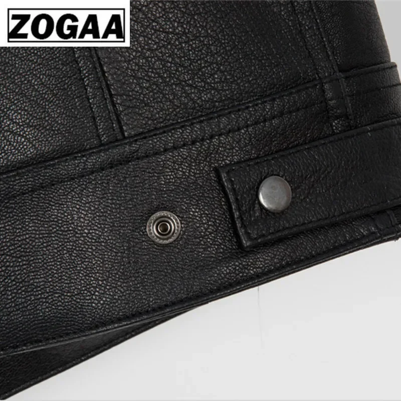 ZOGGA 2021 Men Vest Black Biker Motorcycle Hip Hop Waistcoat Male Faux Leather Punk Solid Black Spring Sleeveless Leather Vest