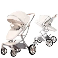Poussette bébé 2 en 1, landau de luxe, coquille d'œuf bidirectionnelle, panier de couchage pour nouveau-né, cuir PU de paysage haut 6