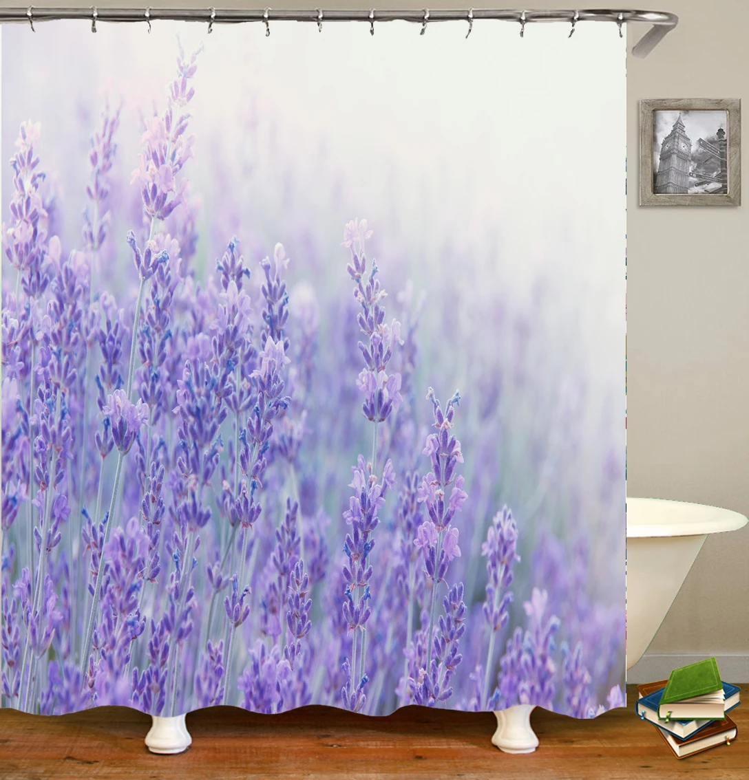 

Набор занавесок для душа с изображением лаванды, весенний пейзаж, красные цветы, растения, тюльпан, бабочки, 3d-принт, шторы для ванной, домашний декор