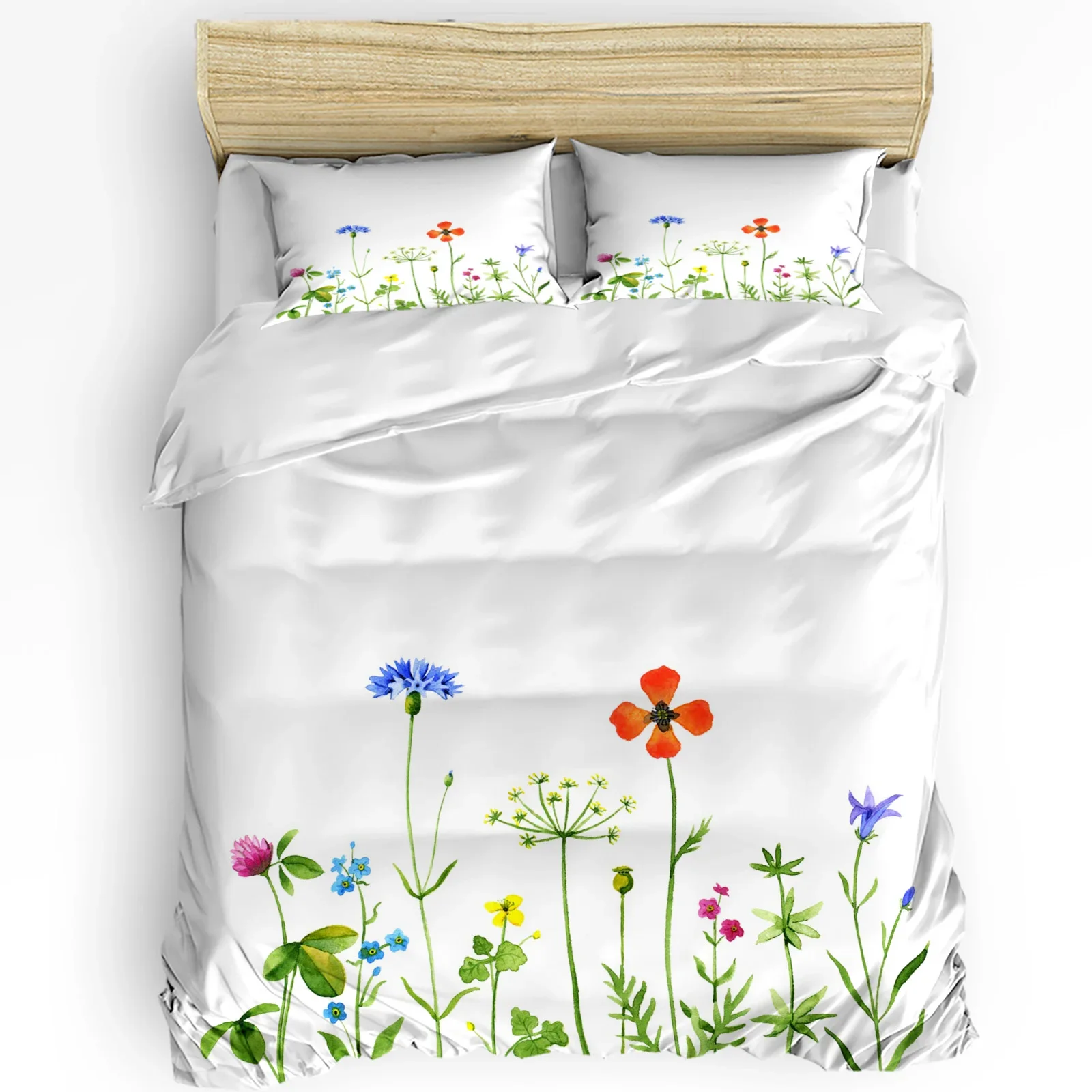

Plant Wildflower Watercolor Printed Comfort Duvet Cover Pillow Case Home Textile Quilt Cover Boy Kid Teen Girl 3pcs Bedding Set