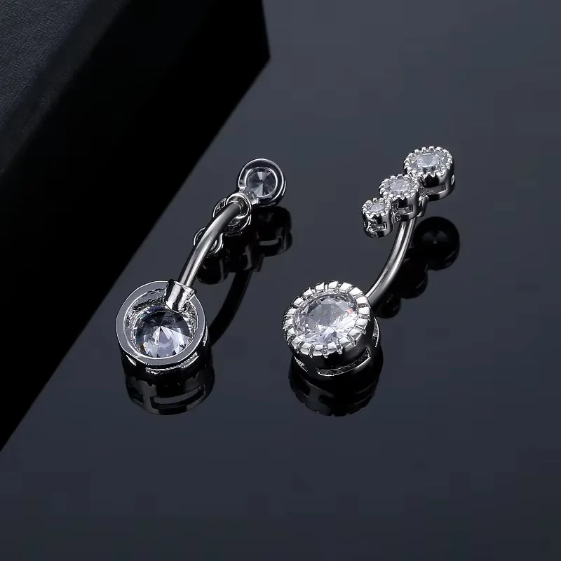 1Pc Round Cubic Zircon Chest Button Ring For Women Navel Exposed Shining Bellybutton Nail Ring Jewelry Bellybutton Perforated piercing jewelry body piercing jewelry body jewelry belly button earrings belly button piercings