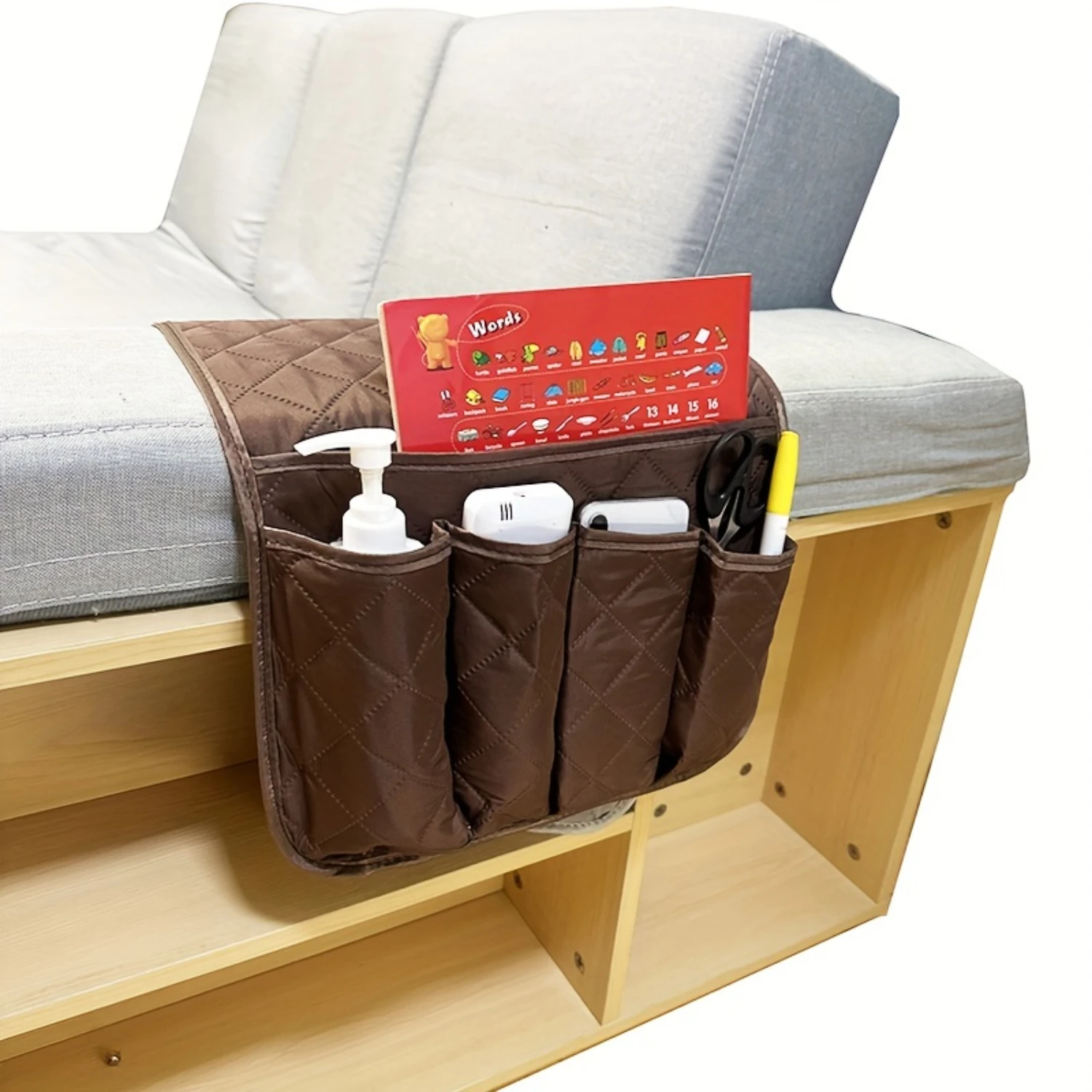 5 Pocket Sofa Armrest Organiser, Hanging Caddy Bag, Couch Chair TV Control Holder, Armchairs Couch Organiser, For Cellphone Bo