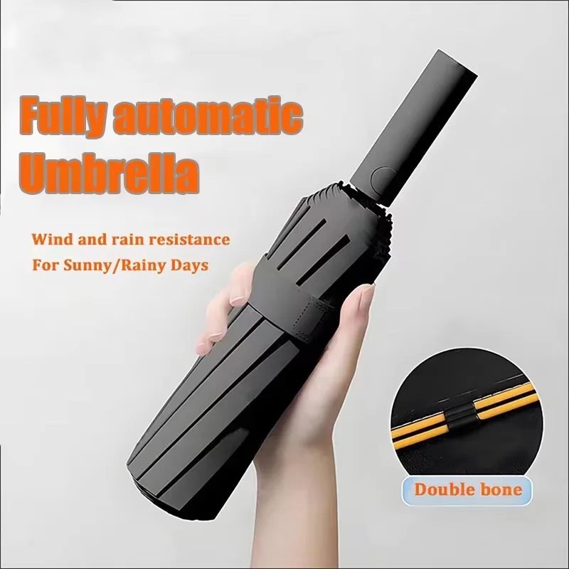 Large Umbrella 24 Bone Folding Fully Automatic Double Bone SPF 50 UV Protection Strong Wind Resitance