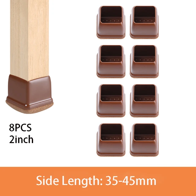 Chair Leg Caps Rubber Feet Protector Stool Table Furniture Leg Cover Non Slip Felt Bottom Pads Round Square Floor Protectors Side Length 35-45mm