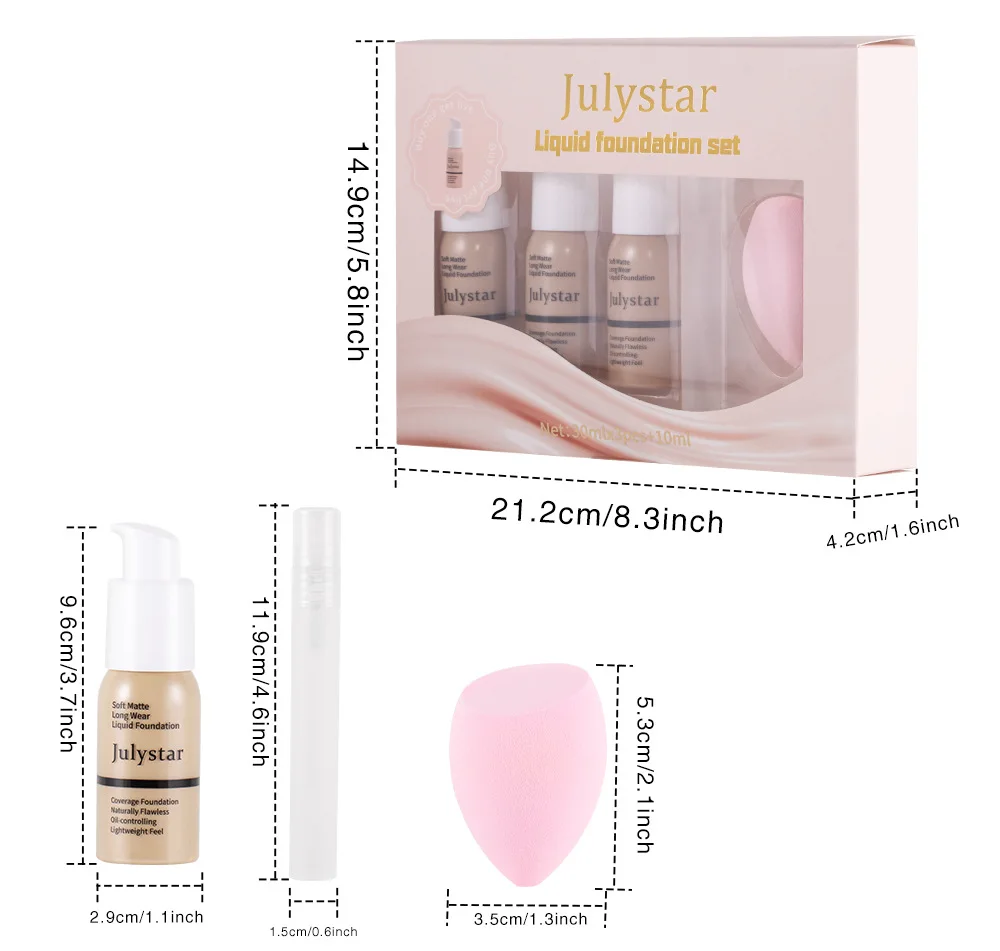 Concealer foundation set, natural and clear, brighten skin tone, moisturize skin, beauty makeup makeup set, long lasting conceal 4