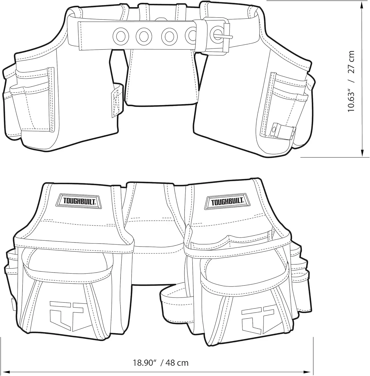 TOUGHBUILT TB-304-4 Handyman Tool Belt 12 Pockets 4-in-1 Builder's Tool Kit Set Thick and Wear-resistant Toughbuilt Storage Bag 2