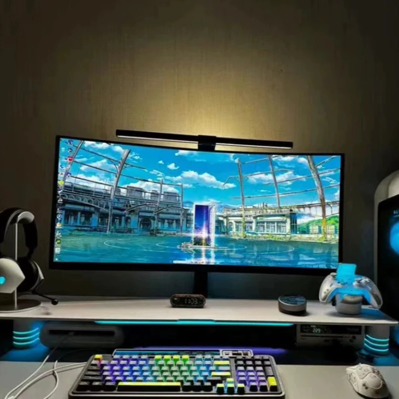 RGB 모니터 라이저 스탠드 탄소강 패널 e스포츠 모니터 홀더 데스크탑 정리대 모니터 선반 가정용 수납 랙