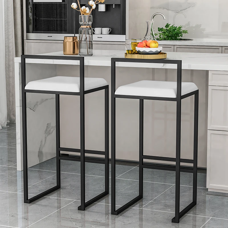 

High Industrial Counter Bar Chair Modern Living Room Party Soft Kitchen Manicure Chair Metal White Taburetes De Bar Furniture