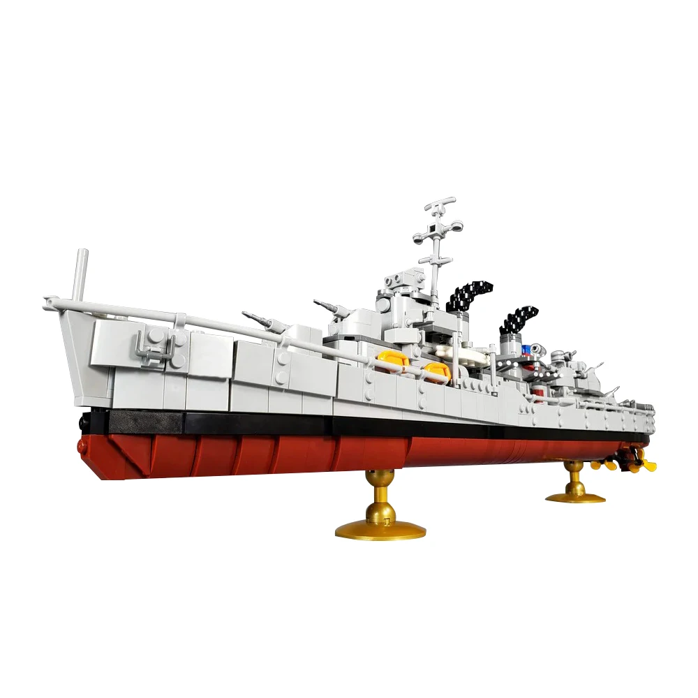 Moc Fletcher-Class Destroyer Building Blocks Modello World War Ii Navy Military Wear Destroyer Model Building Blocks Regali Per Bambini