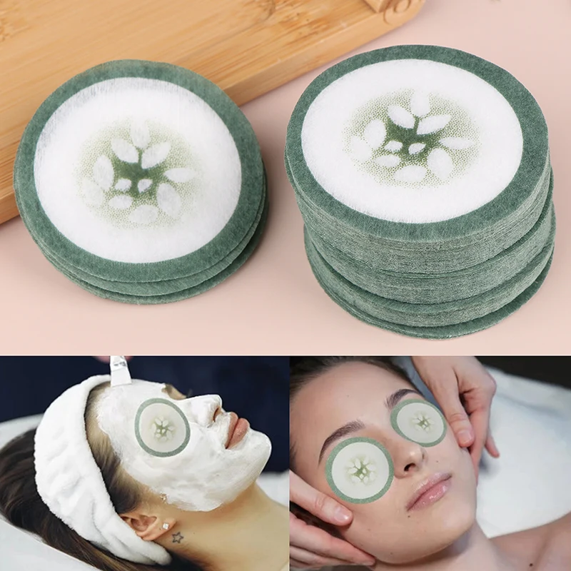 100pcs Eye Scrub Cleansing Pad Mask Disposable Eye Scrub Cleansing Pads Pad Creative Green Cucumber Printed Mask Sheet