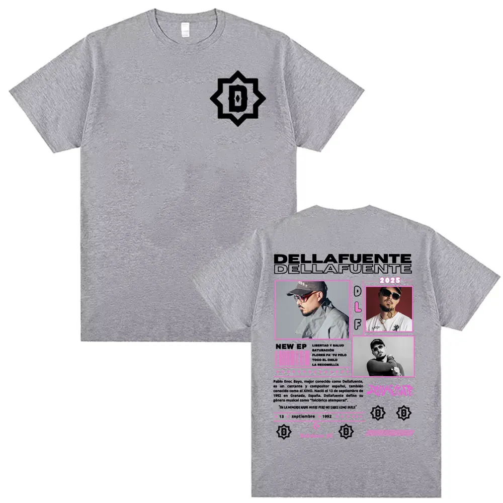 Rapper Dellafuente 2025 Tour Double Sided Graphic T Shirts Men Women Fashion Hip Hop Streetwear 100% Cotton Short Sleeve T-shirt 5