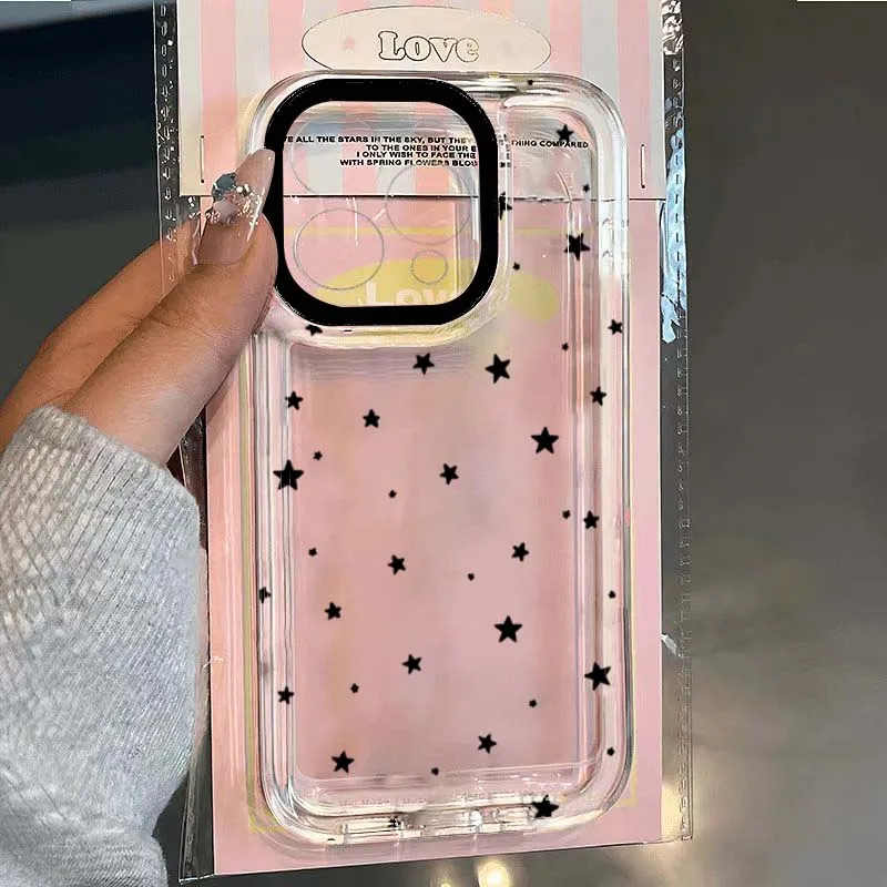 Sleek Black and Gray Star Design Protective Phone Case