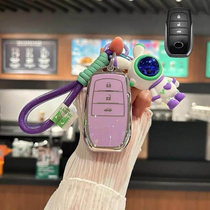 

New TPU Car Key Case Cover for Toyota RAV4 Crown Hilux Fortuner Camry Land Cruiser Prado With Space Rabbit Keychains