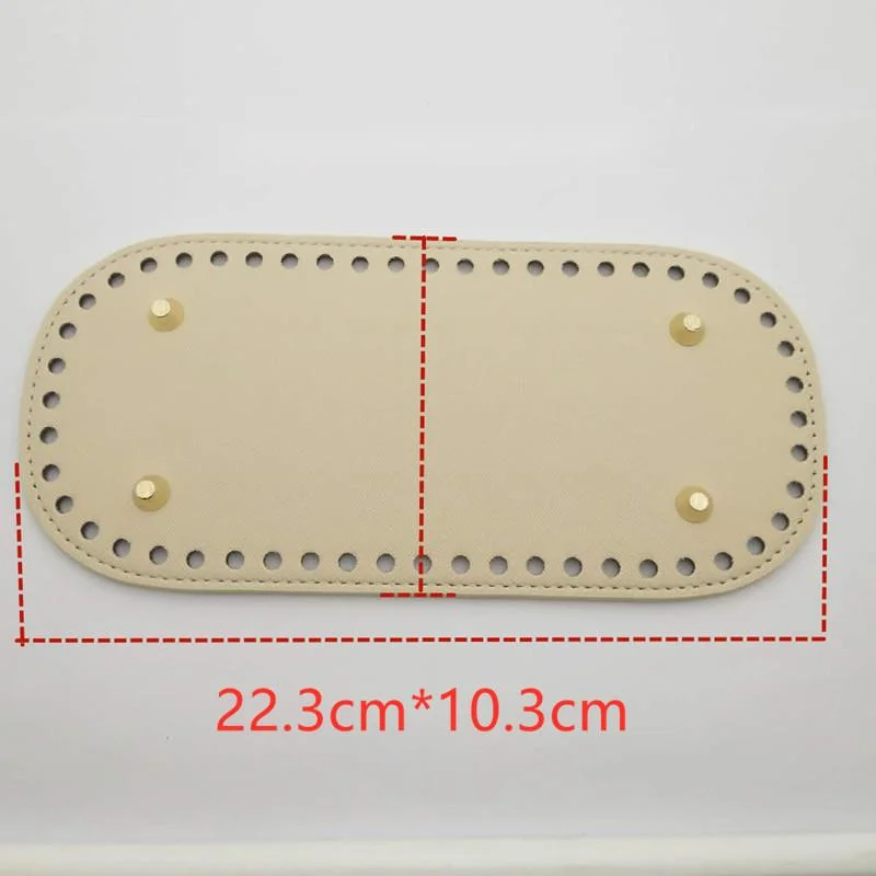 4pcs 22*10cm Long Bottom For Knitted Bag PU Leather Bag Base Handmade Bottom With Holes DIY Crochet Bag Bottom Accessories