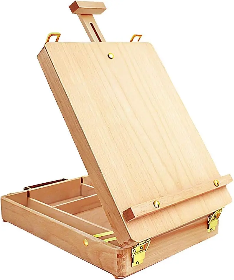 Portable Adjustable Wooden Sketchbox Tabletop Art Easel Desktop Travel Suitcase Storage Painting Tools Artist kids Art Supplies
