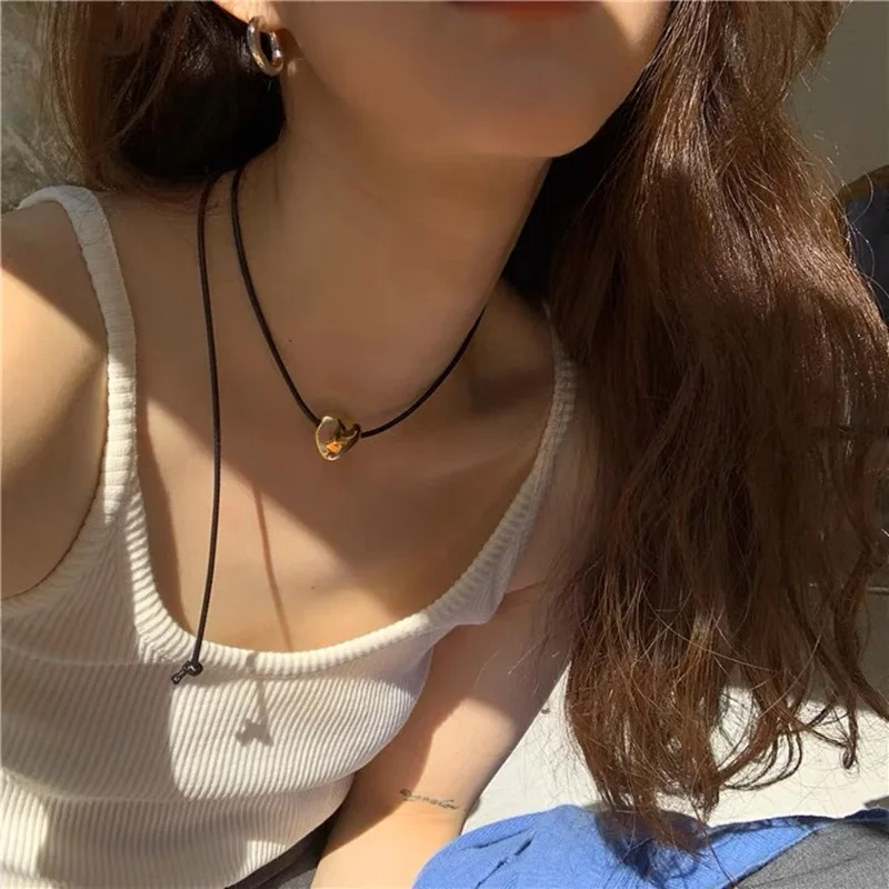 Long Drawstring Necklace for Women Pendant Black Cord Long Wrap Tie Choker Necklace  String Necklaces Y2K Jewelry - AliExpress