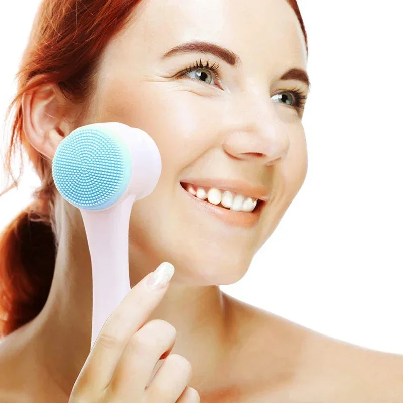 Facial cleansing brush double-sided blackhead removal product pore cleaner exfoliator face scrub