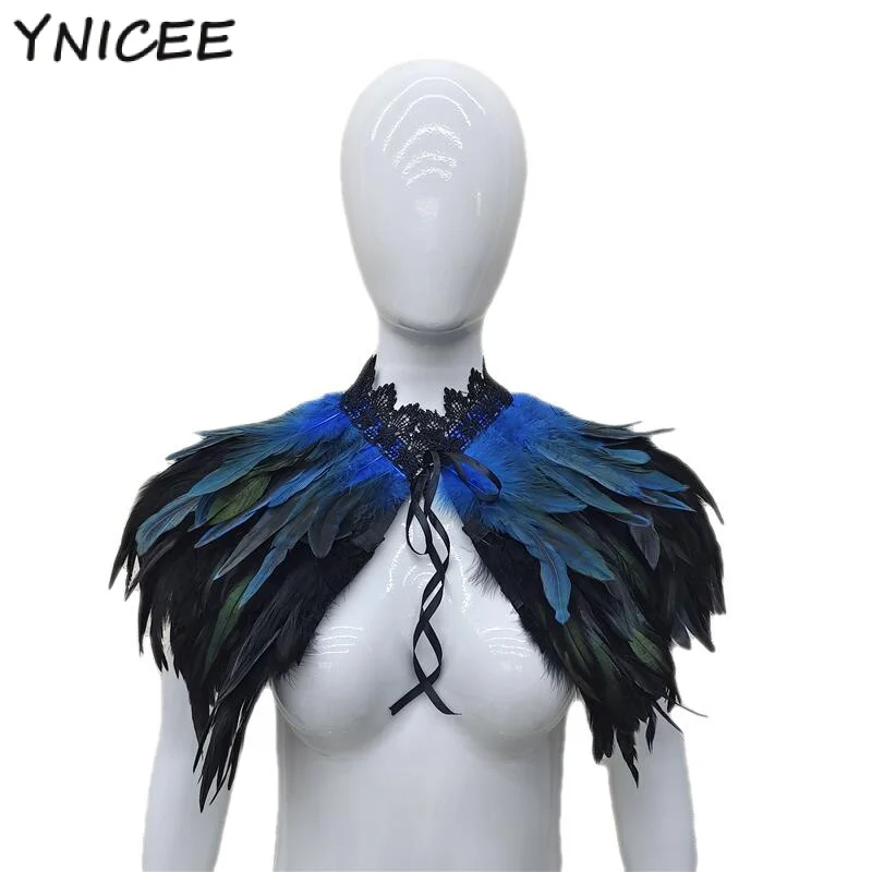 9 Color Luxury Feather Choker Gothic Clothes Accessories Party Cosplay Feather Fur Shawl Scarf Women Halloween Decor Pro Wrapm