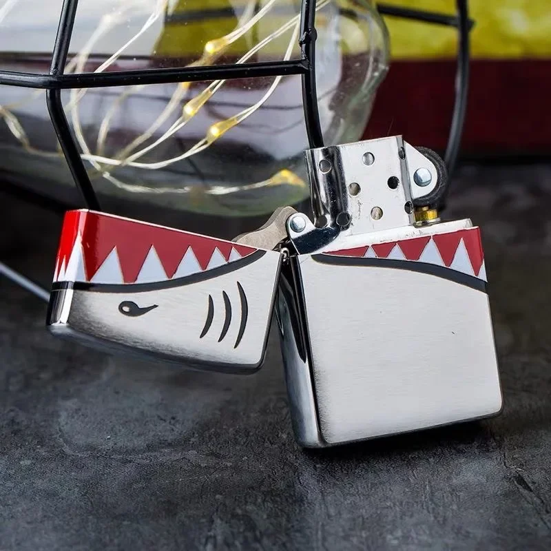 Zippo lighter Siver Shark Pattern Windproof Collection in
