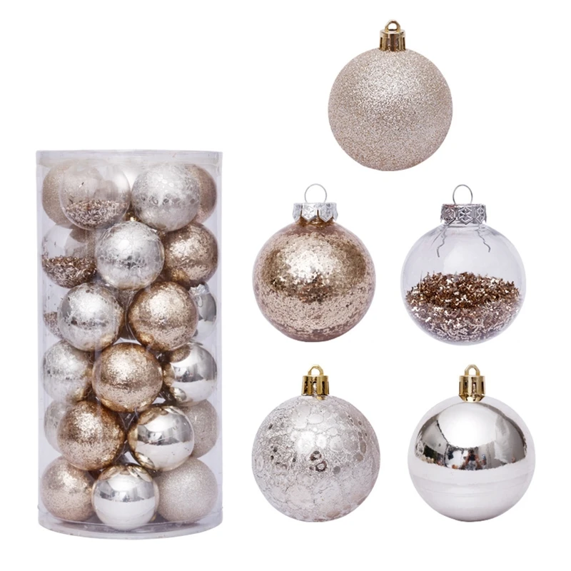 

30pcs 6cm Christmas Balls Decoration Golden Transparent Hanging Xmas Tree Ornaments Wedding Party Home Decor New Year Gift