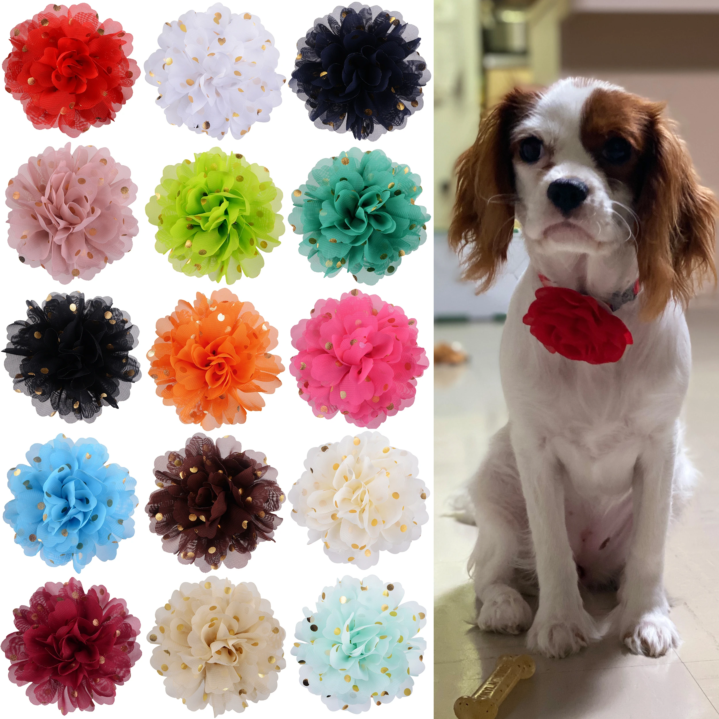 100pcs Dog Flowercollar Dog Bow Tie Dog Supplies Slidable Pet Dog