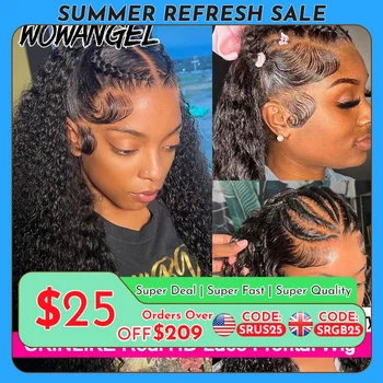 Wow Angel 250% HD Lace Frontal Wigs 13X6 Water Wave Wigs 28inch Lace Front Wigs Pre Plucked Curly Wig Human Hair Wig For Women 1