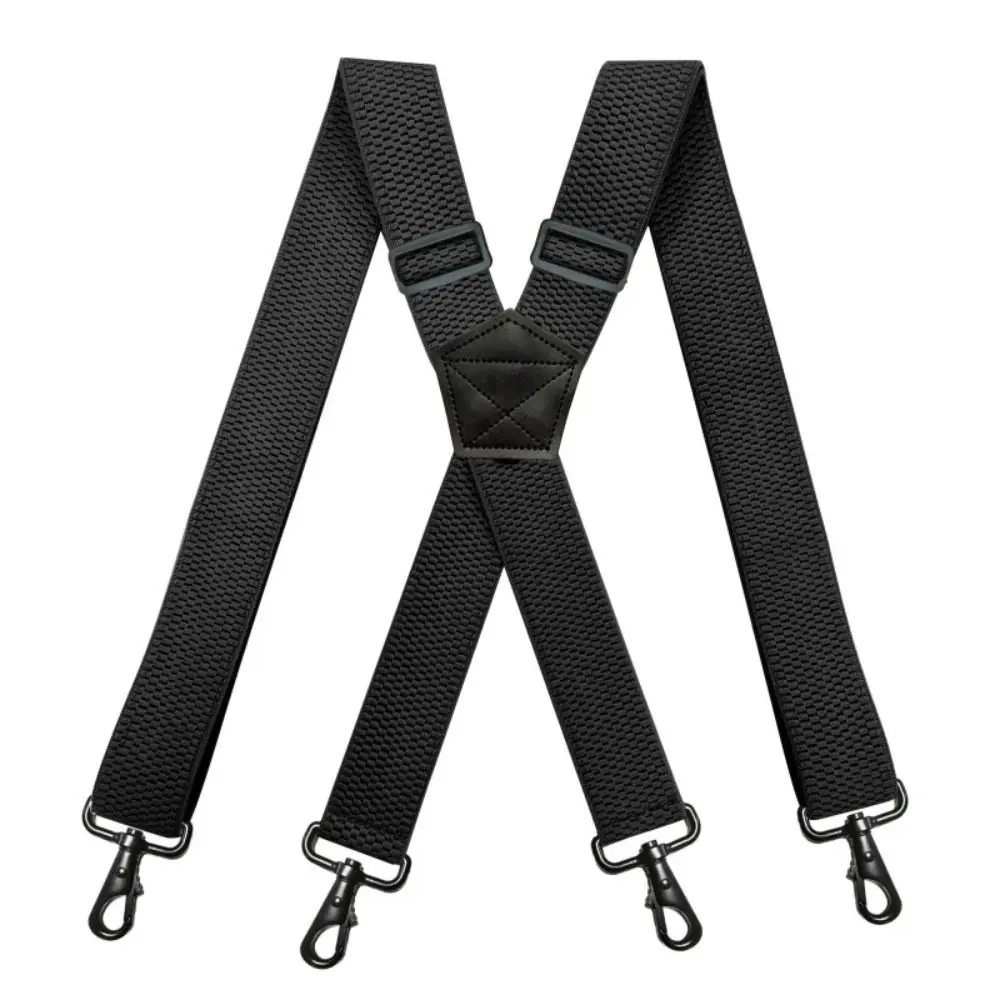 Adjustable Men\'s Suspenders X-Shape Heavy Duty Work Braces Suspenders 4 Hooks 3.8cm Wide Trouser Straps Belt Work Outdoor